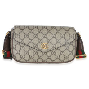 Gucci GG Supreme Monogram Textured Dollar Calfskin Web Mini Ophidia Envelope Bag
